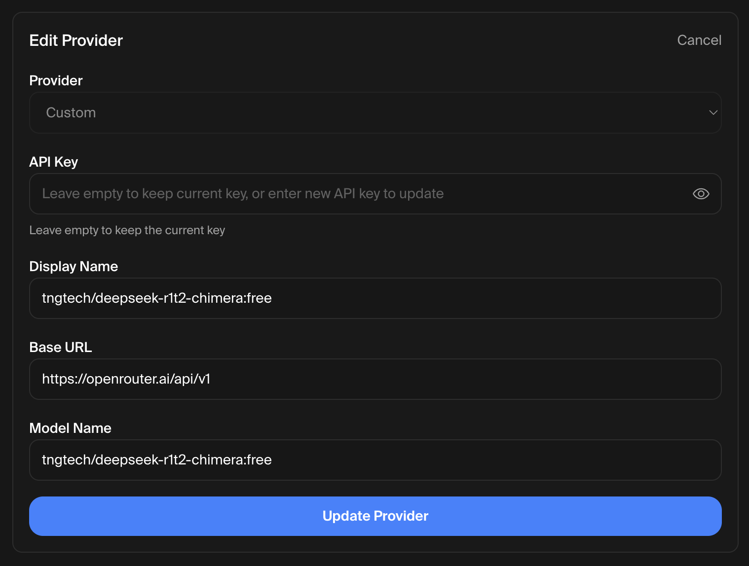 Edit button on a saved provider
