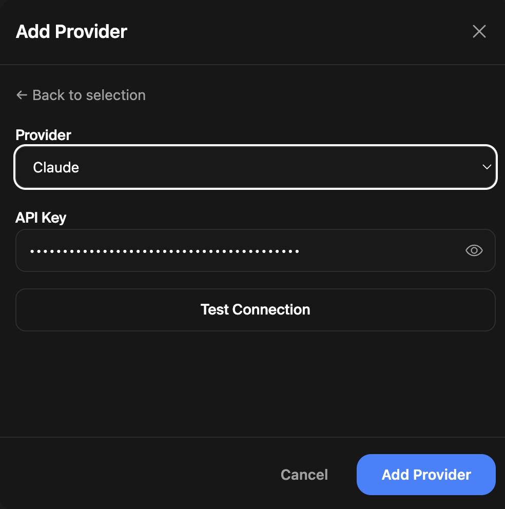 Model selection dropdown