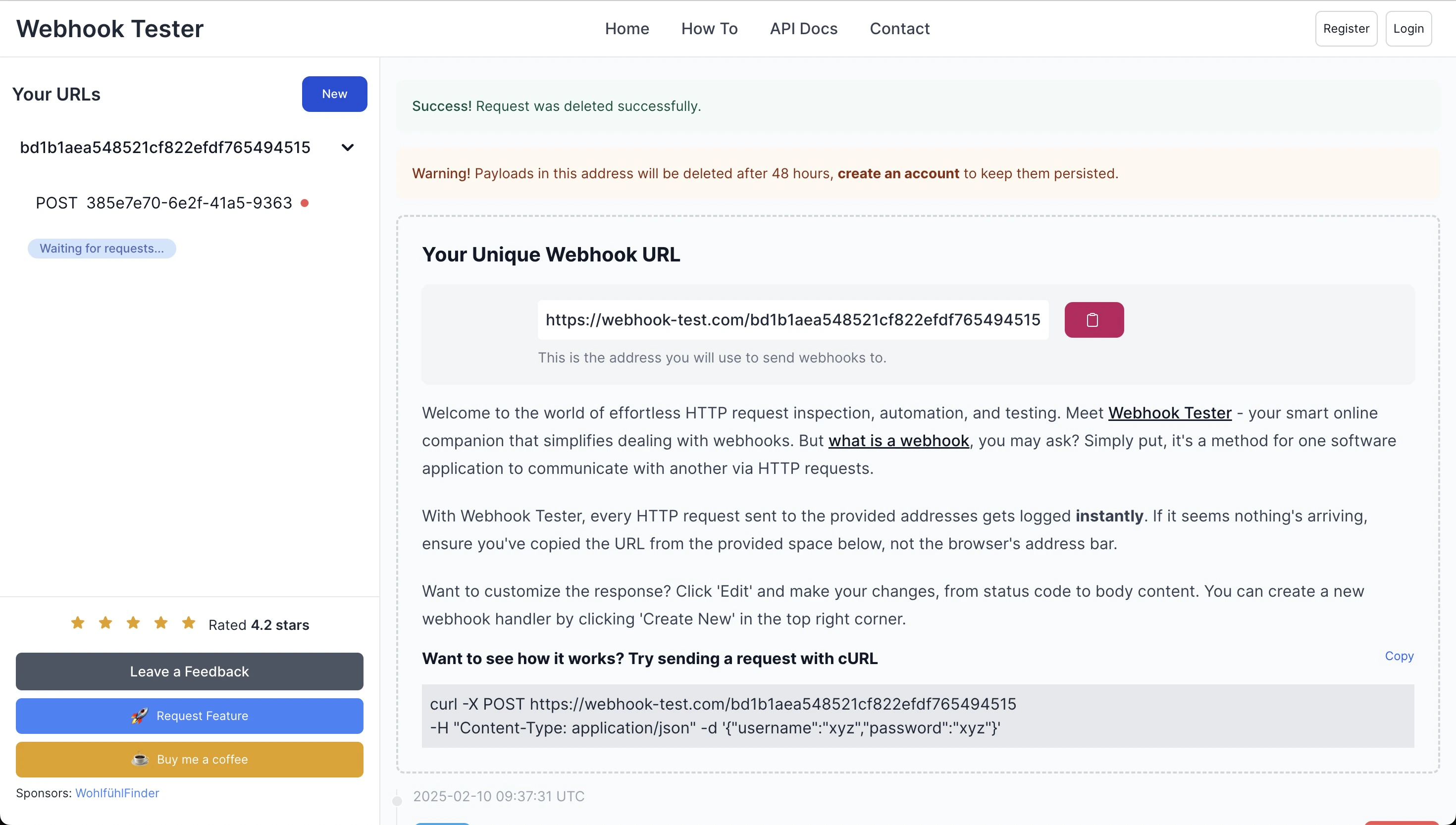 Webhook test result