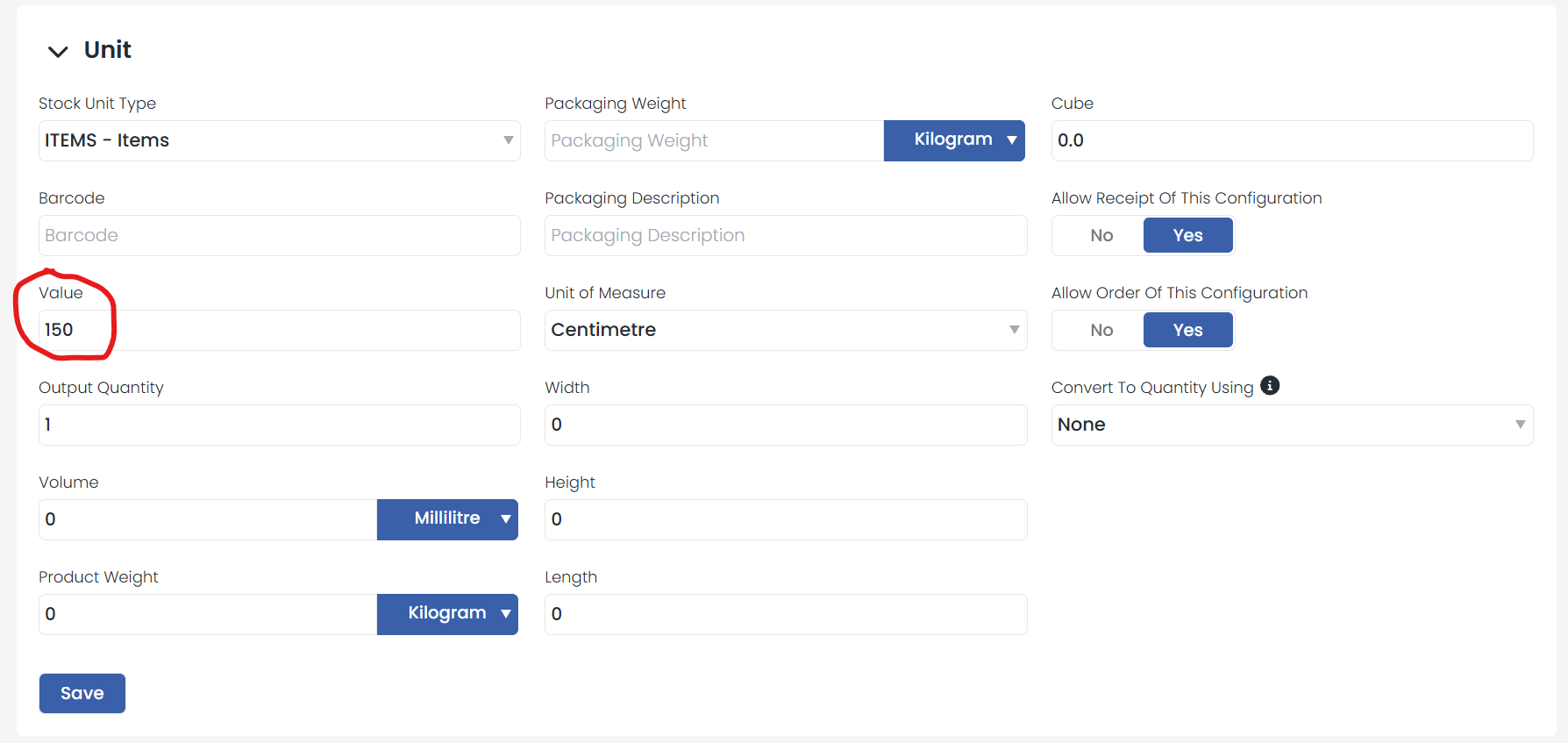 Product configuration for international shipping