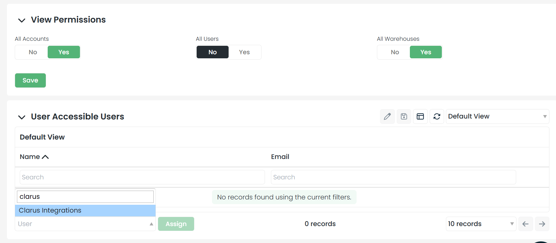Tabblad Approved Users met gebruikersnaamselectie en Assign-knop