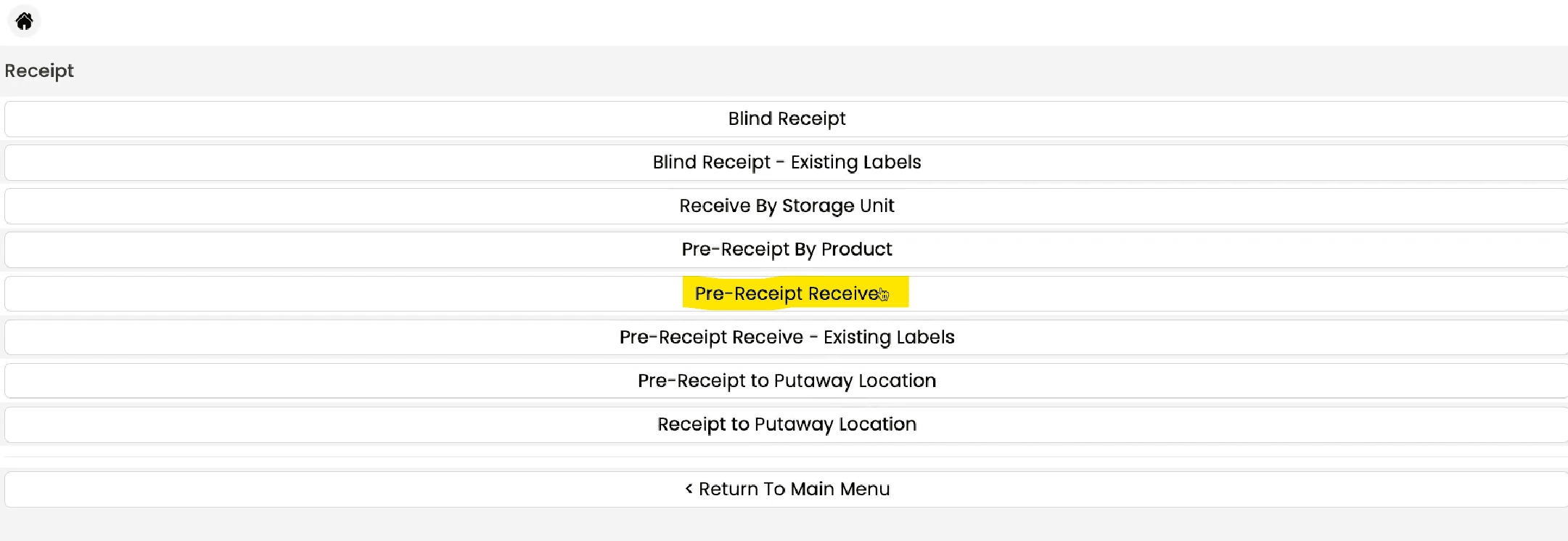 Serial number capture on HHD during pre-receipt receive