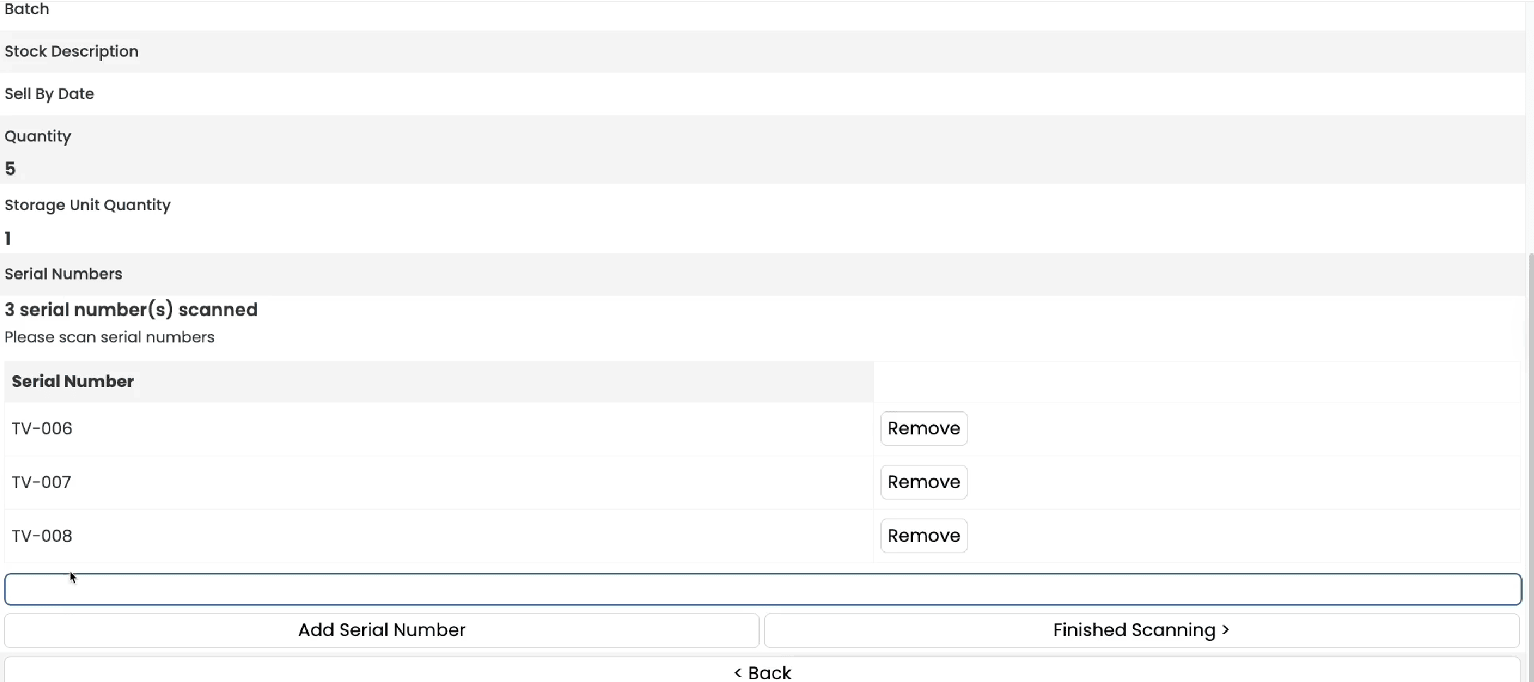 Serial number capture on HHD during pick task