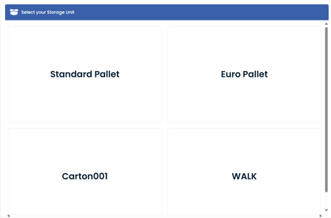 Storage Unit Types selection