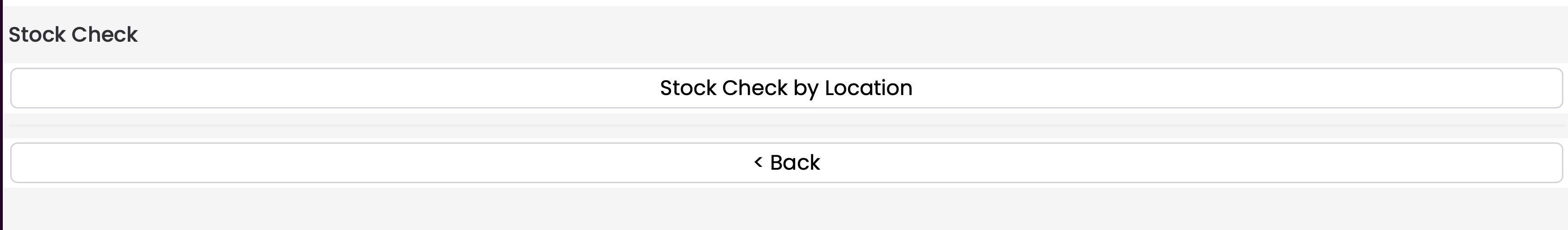 HHD Stock Check menu showing the Stock Check by Location option