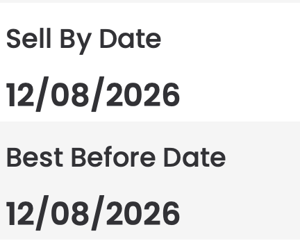 HHD showing the Sell By Date and Best Before Date for the batch