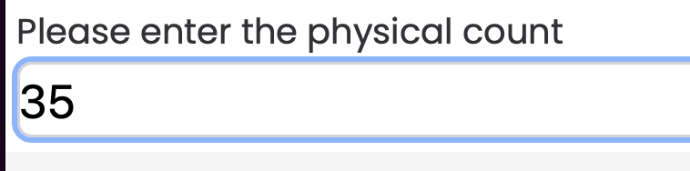 HHD prompt to enter the physical count, with the value 35 entered
