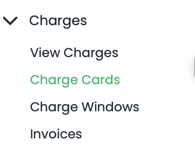Navigating to Charges then Charge Card