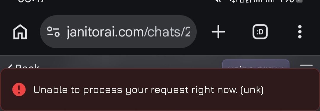 JanitorAI unable to process request error