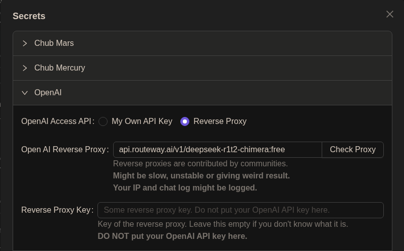 Chub.ai Settings
