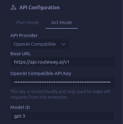 Cline VS Code Configuration