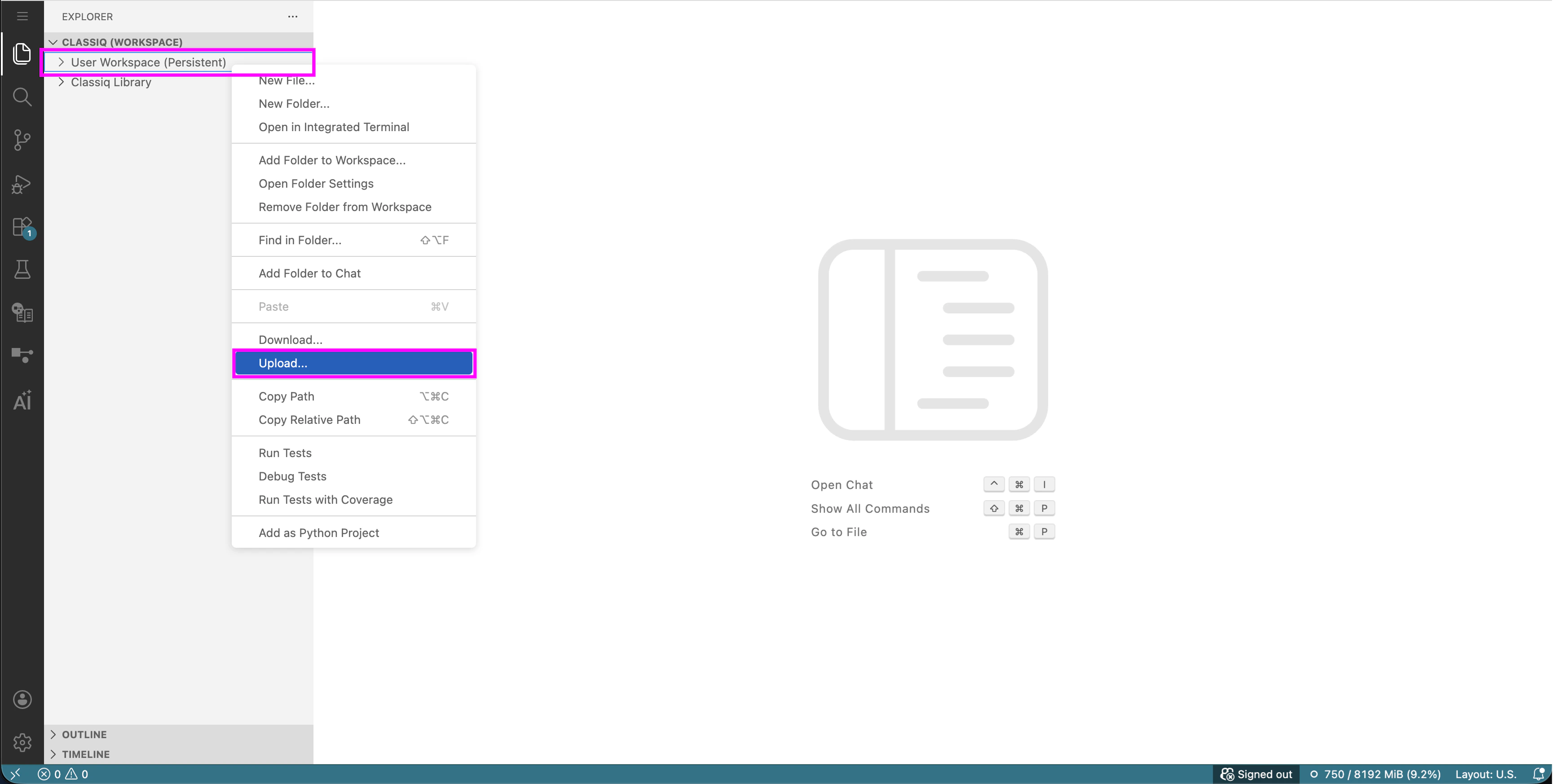 upload file at studio bright