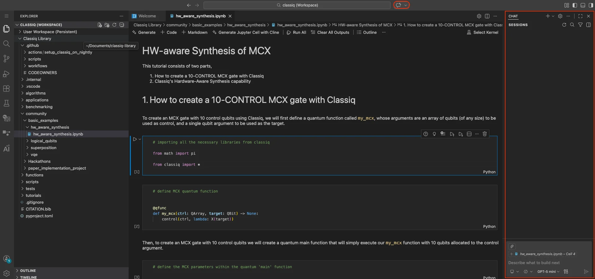 GitHub Copilot in Classiq Studio