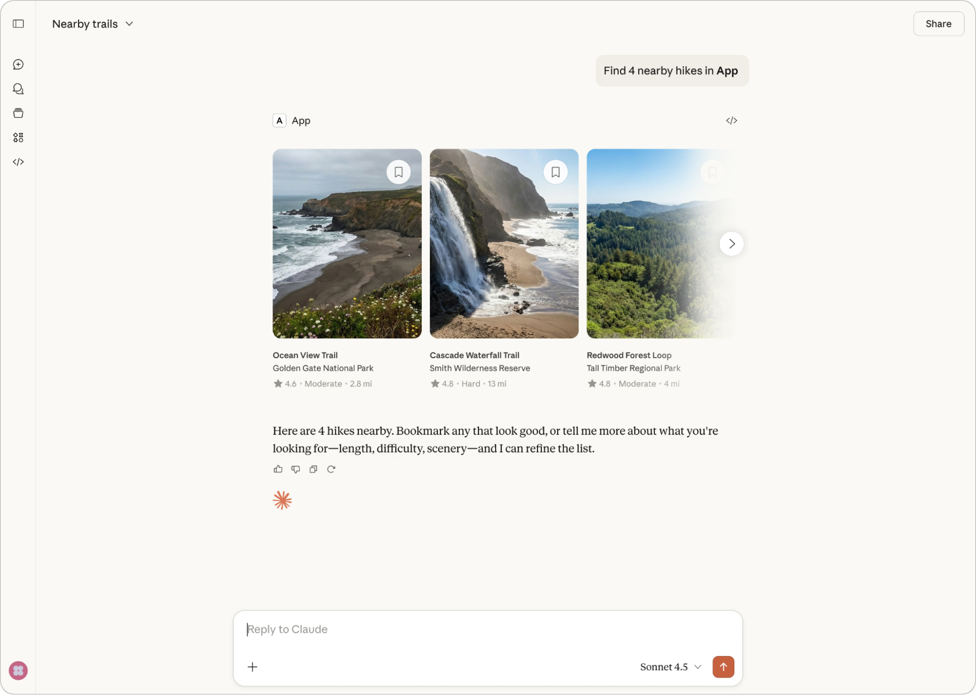 Inline carousel example showing browsable items