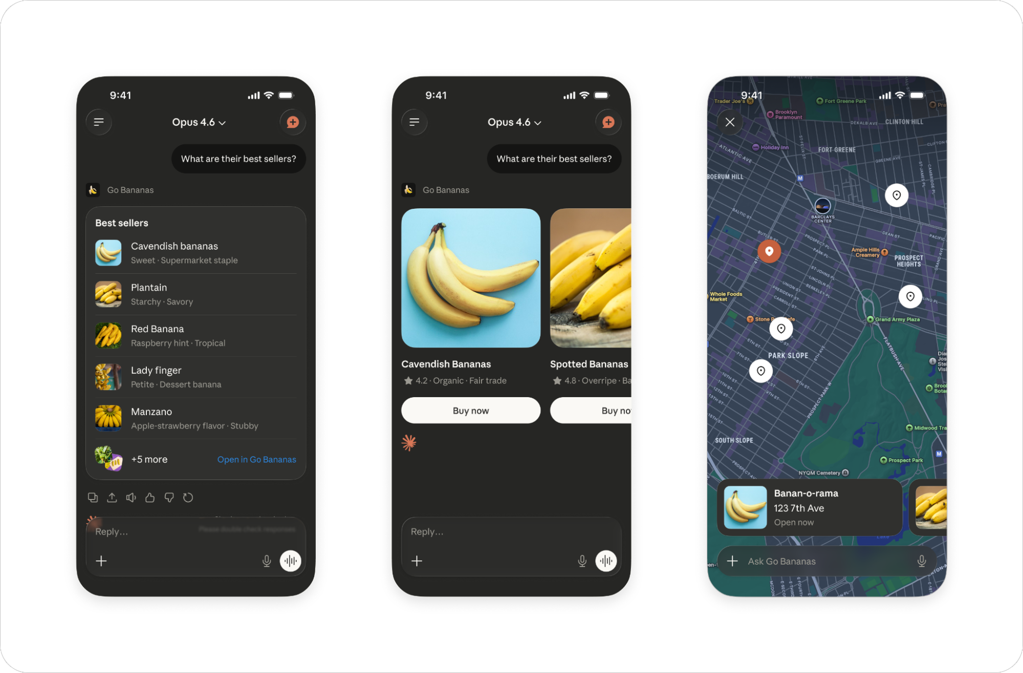 Dark mode examples on mobile