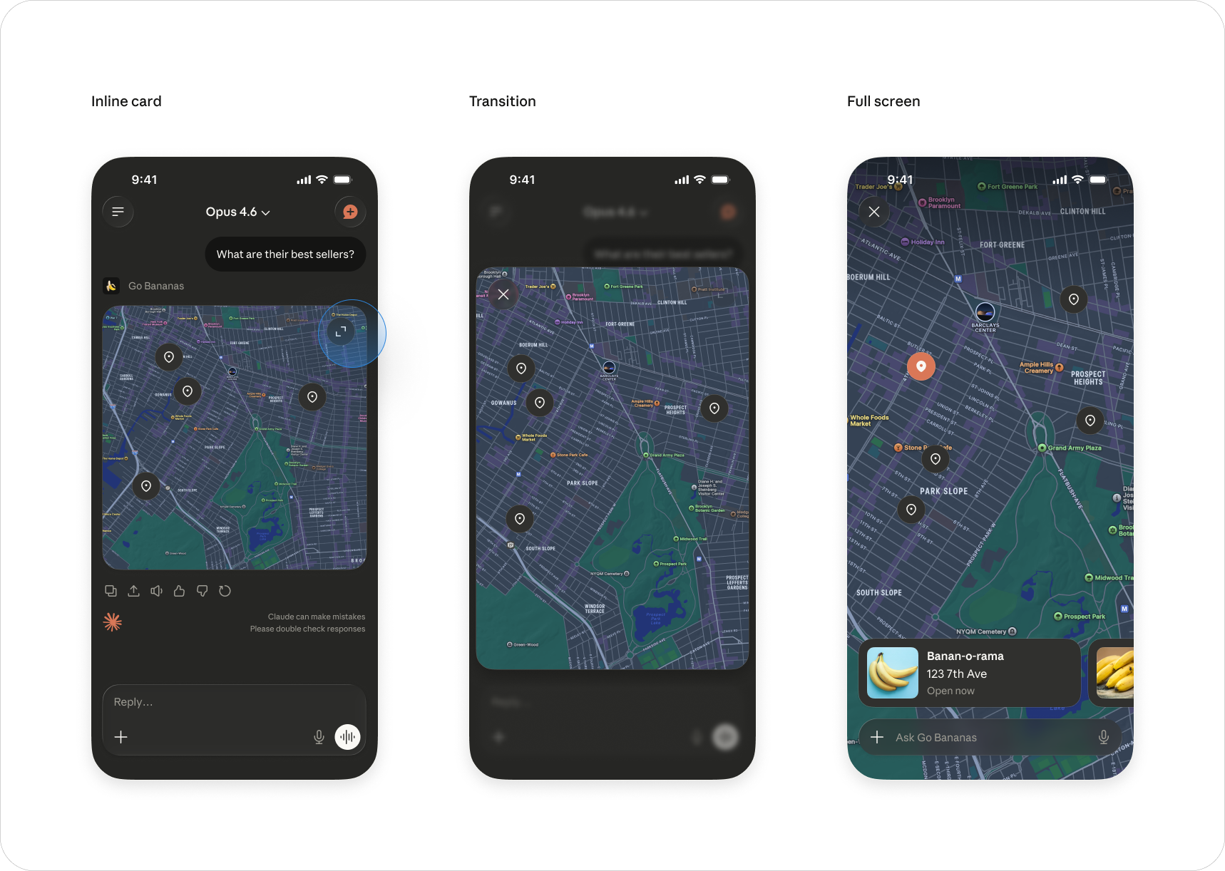 Transition from inline card to full screen
