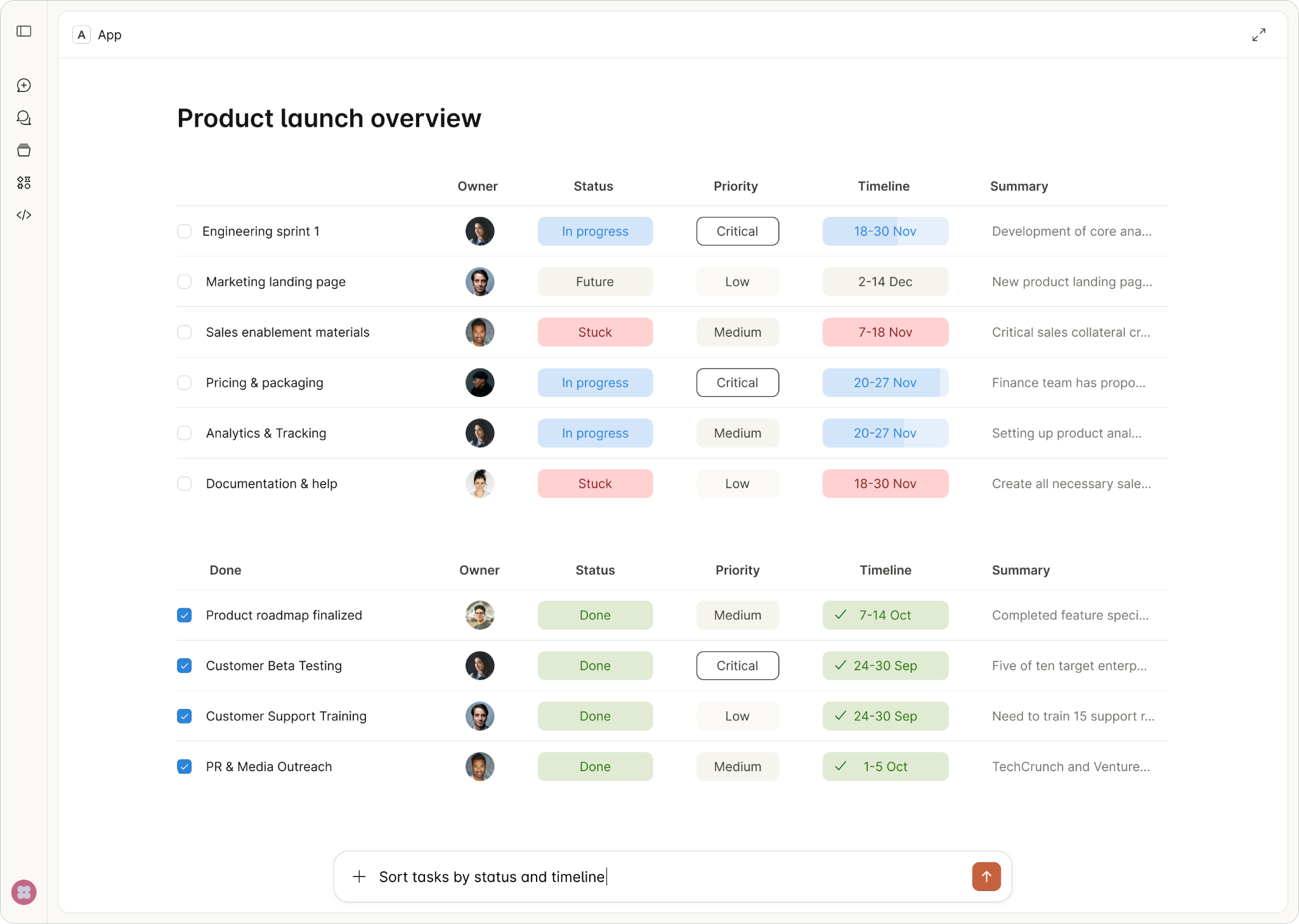 Fullscreen mode with data visualization