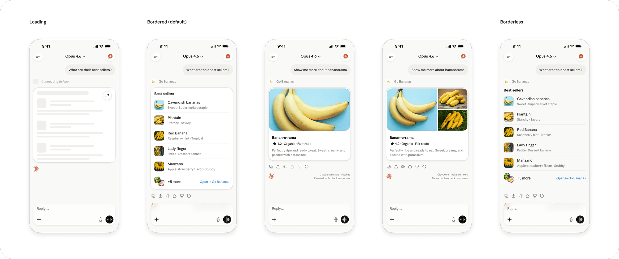 Inline card mobile examples