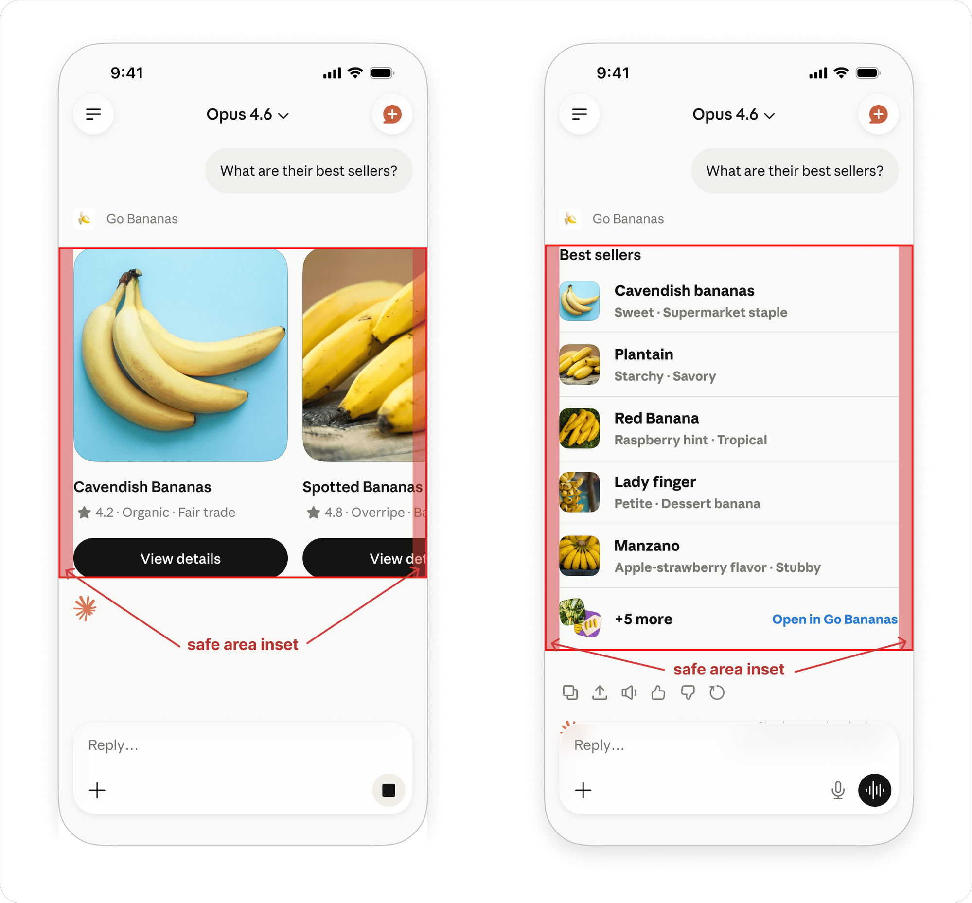 Safe area insets for borderless inline apps on mobile