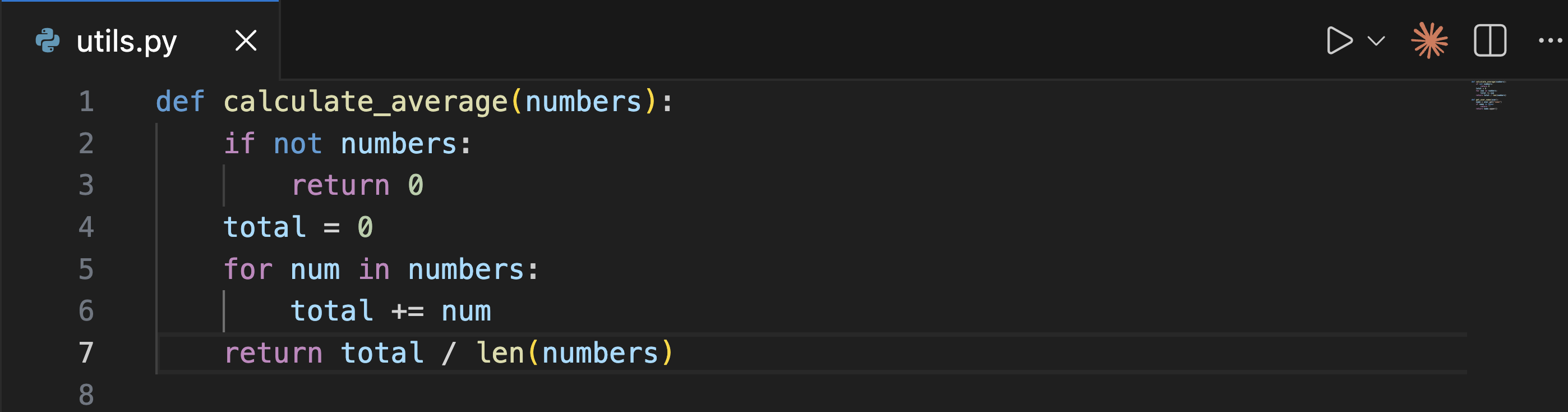 VS Code editor showing the Spark icon in the Editor Toolbar