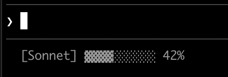 A status line showing model name and a progress bar with percentage