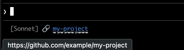 A status line showing a clickable link to a GitHub repository