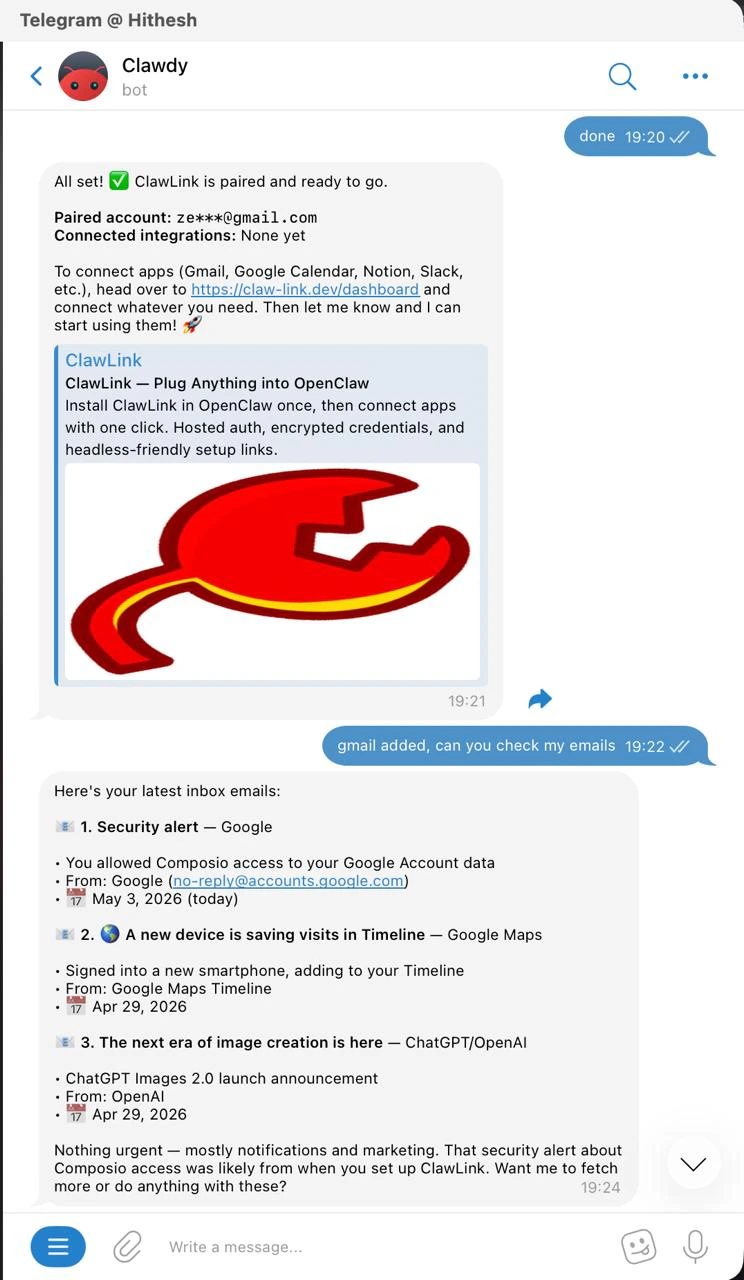 Connect Gmail and read emails
