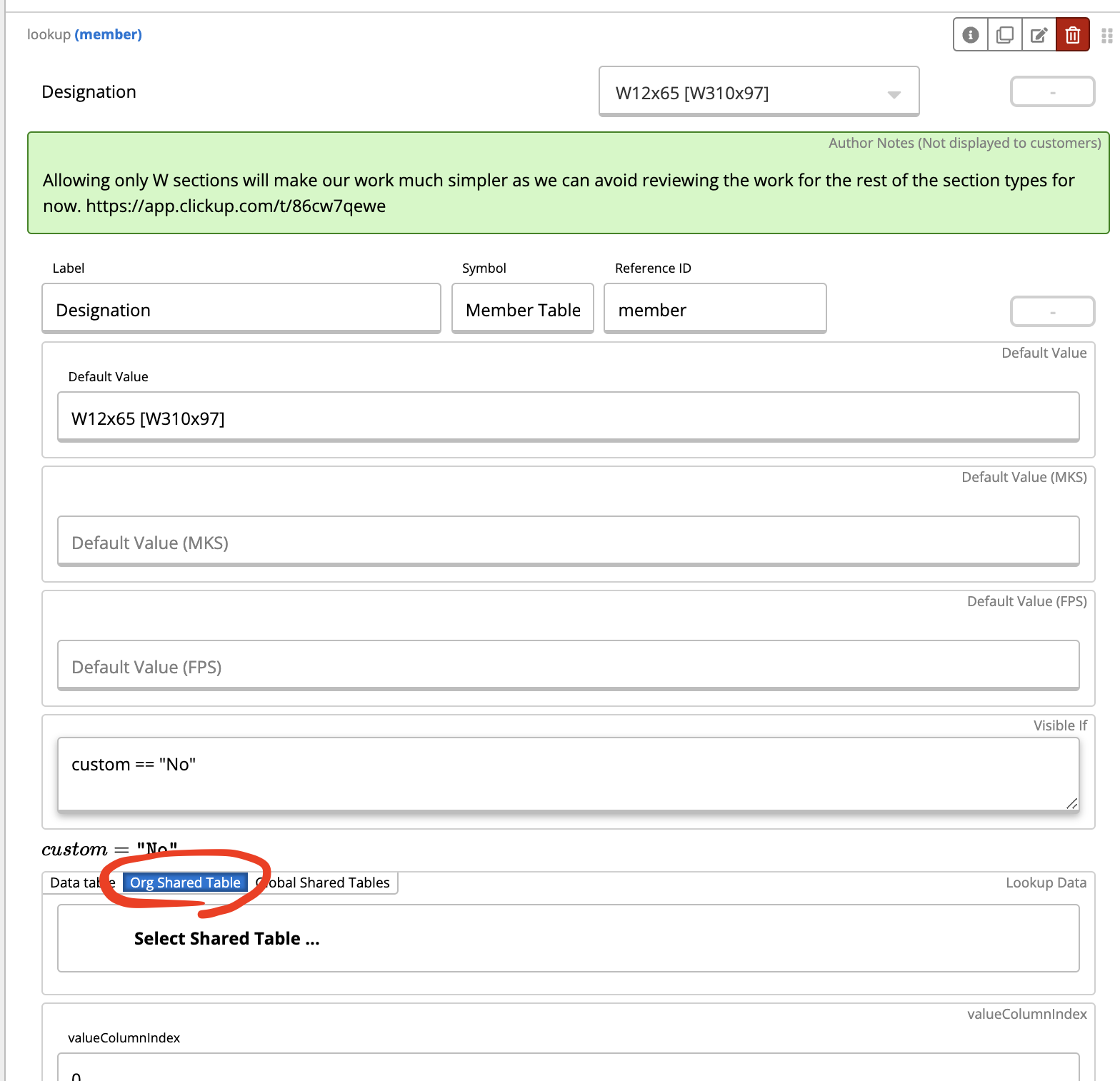Org Shared Table Option