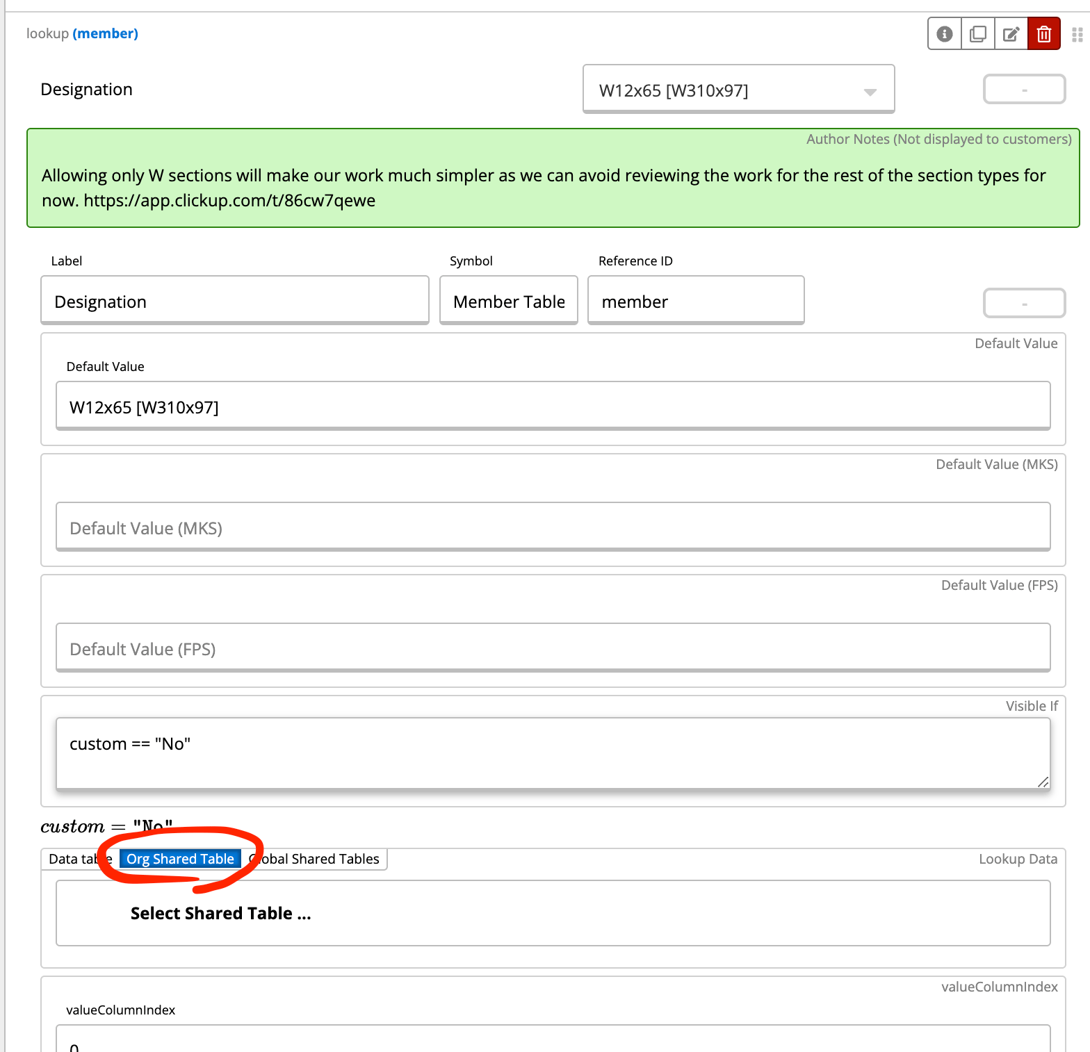 Org Shared Table Option