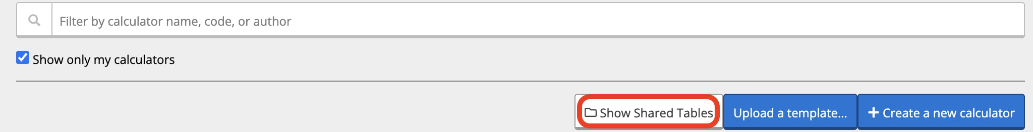 Show Shared Tables Button