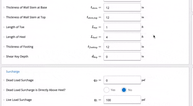Shear Key Load Factors Gi