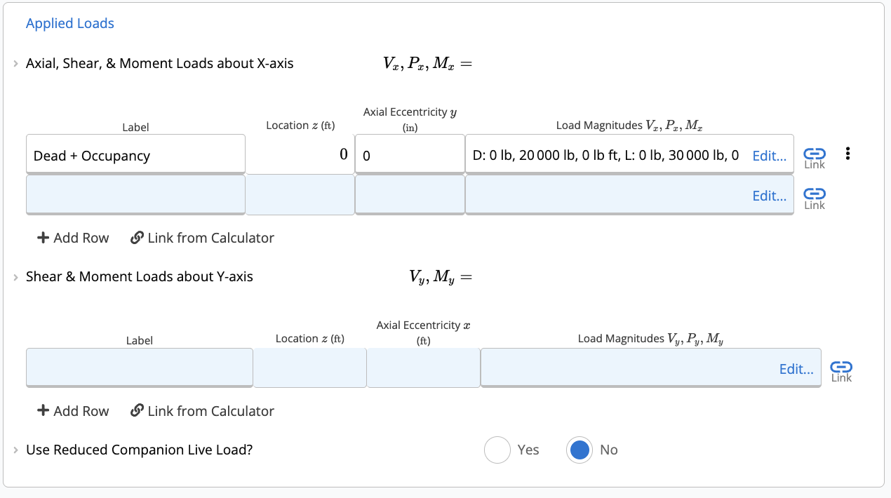 Base Applied Loads