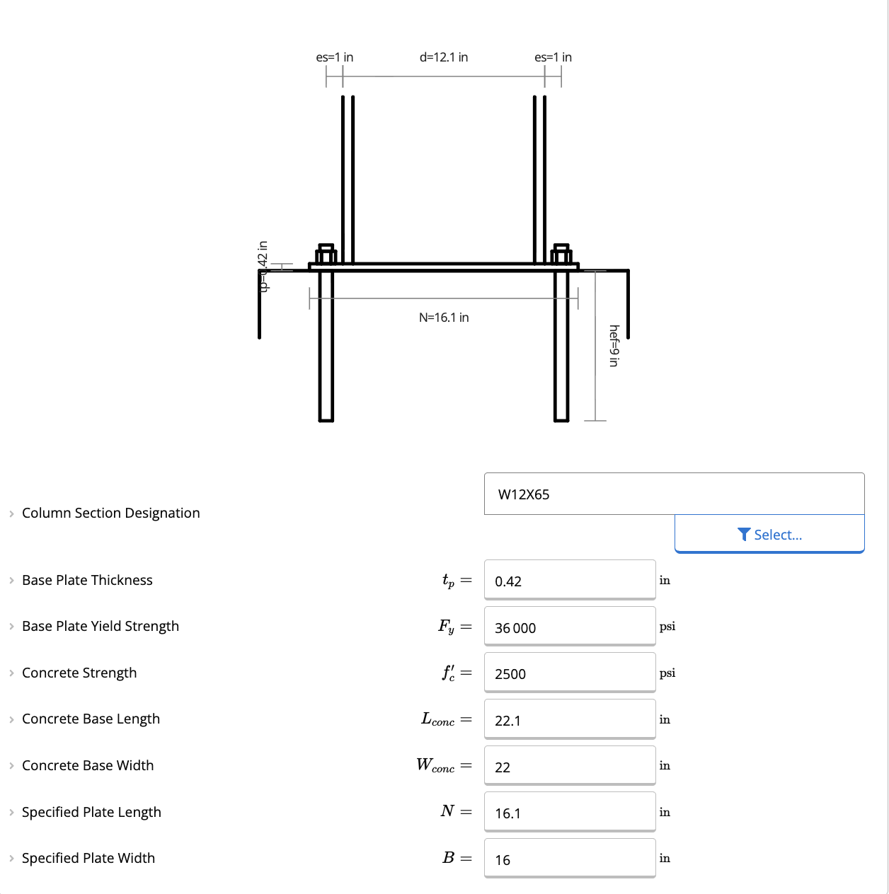 Base Plate Key Properties