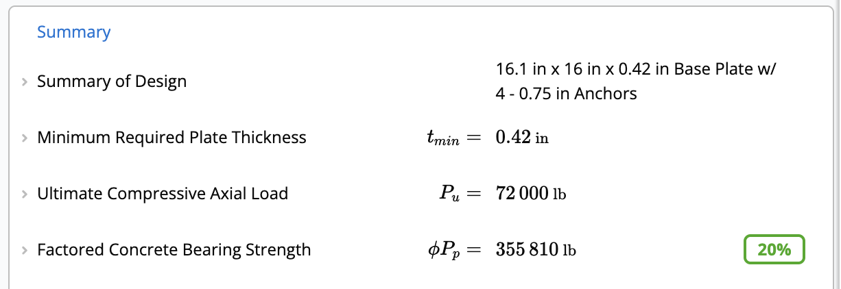 Base Plate Summary