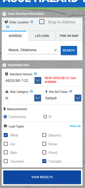ASCE Hazard Tool Selection