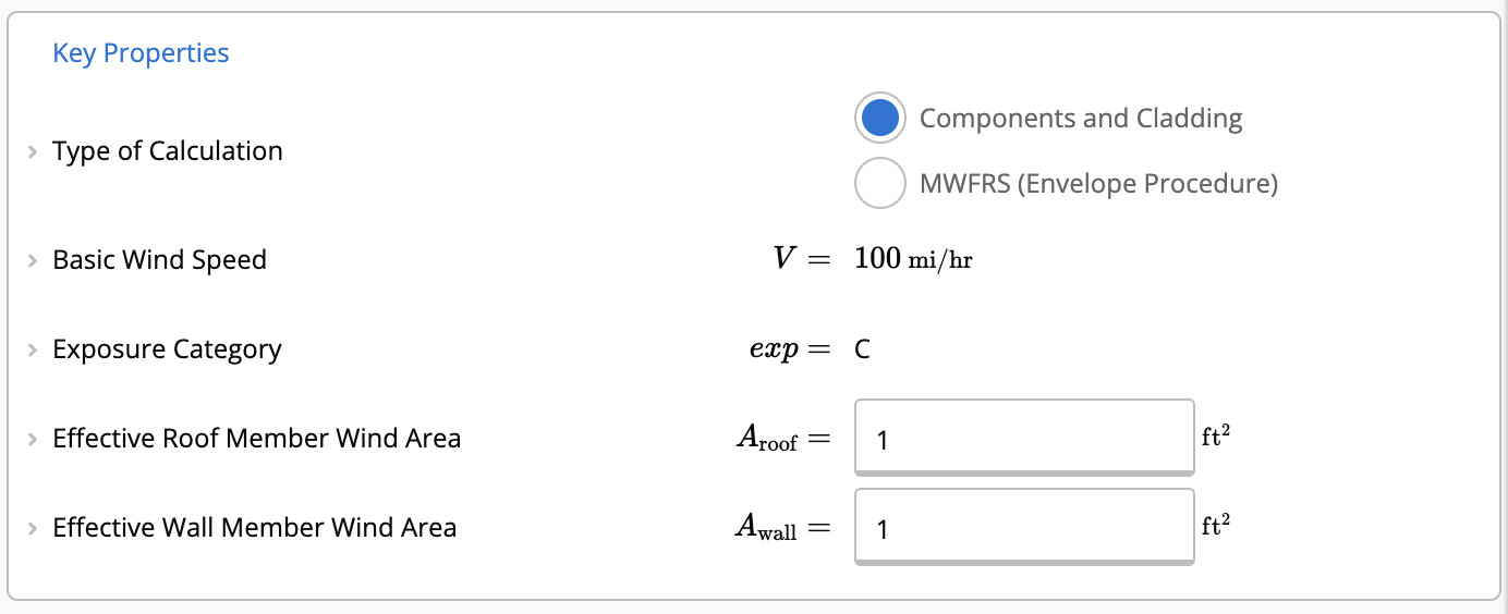 Wind Loads Key Properties