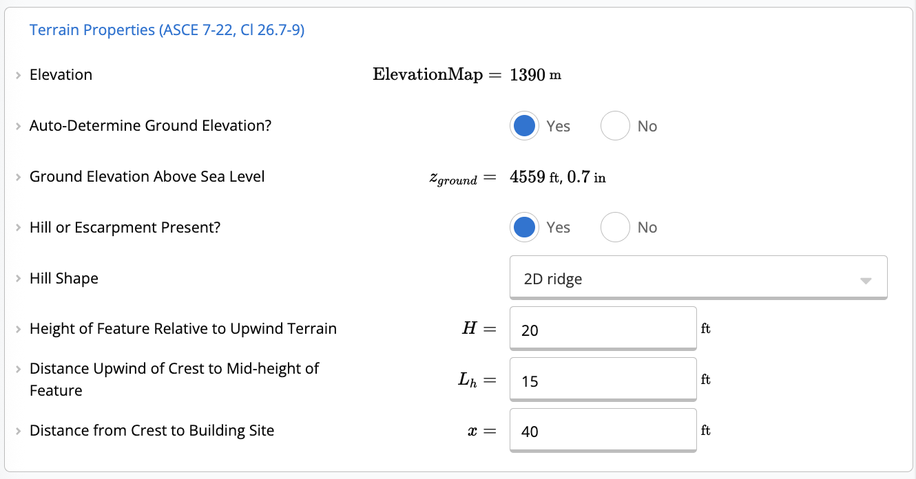 Wind Loads Terrain Properties