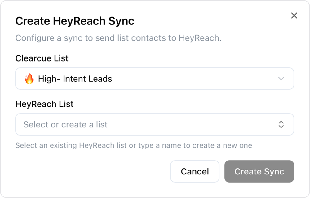 Create HeyReach Sync