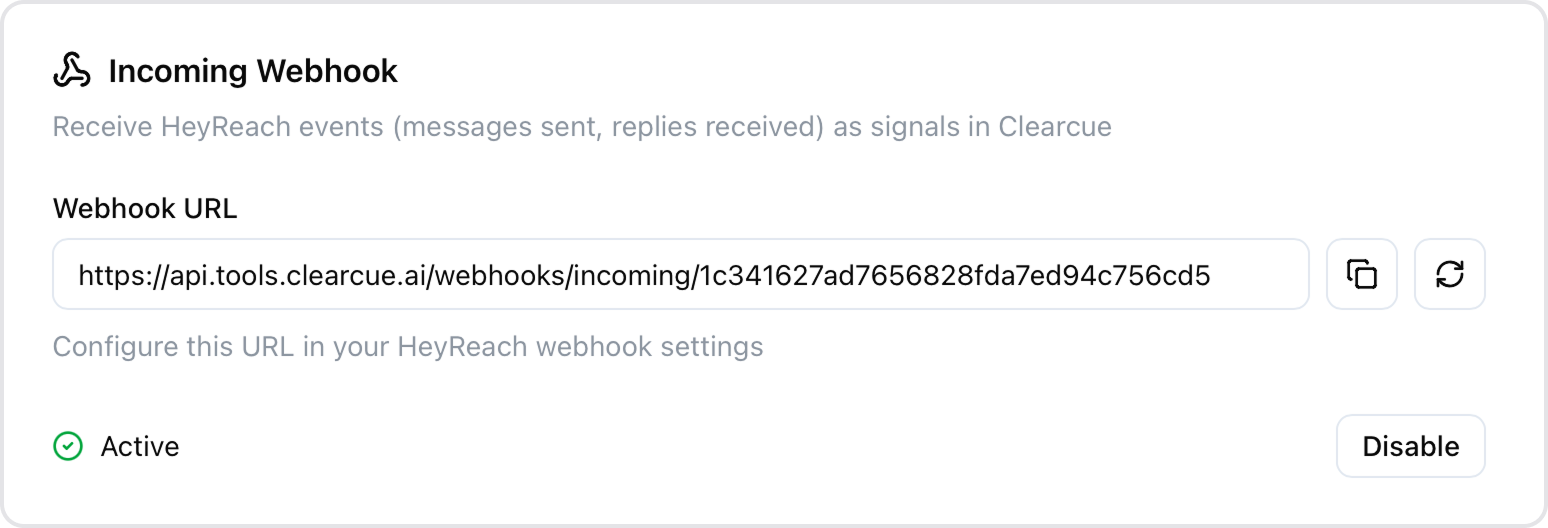 HeyReach Incoming Webhook