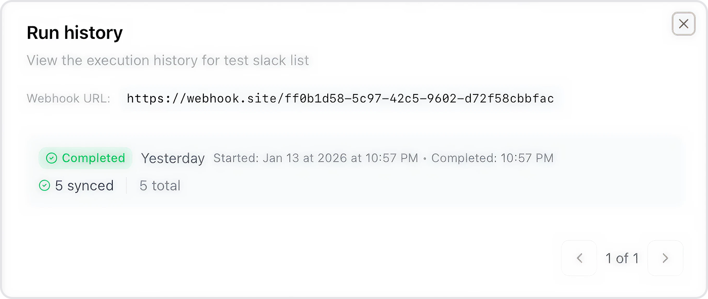 Webhook Run History