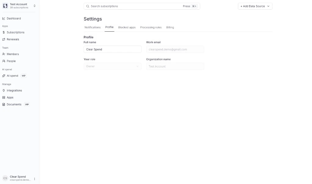 Profile settings