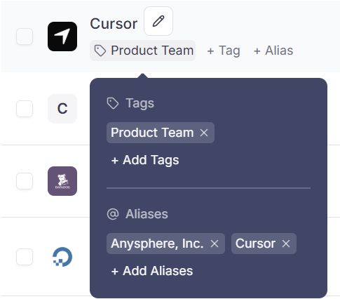 Subscription tags and aliases