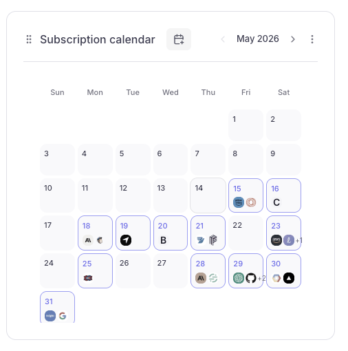 Subscription calendar widget