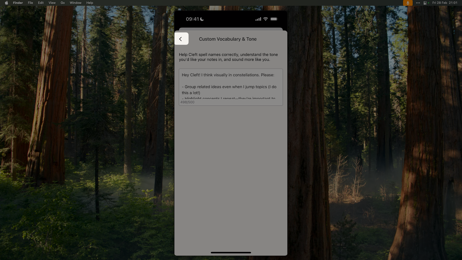 Saving Custom Instructions on iOS