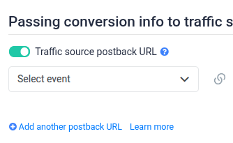 Key in the process is to toggle on the Traffic source postback URL for Custom Conversion