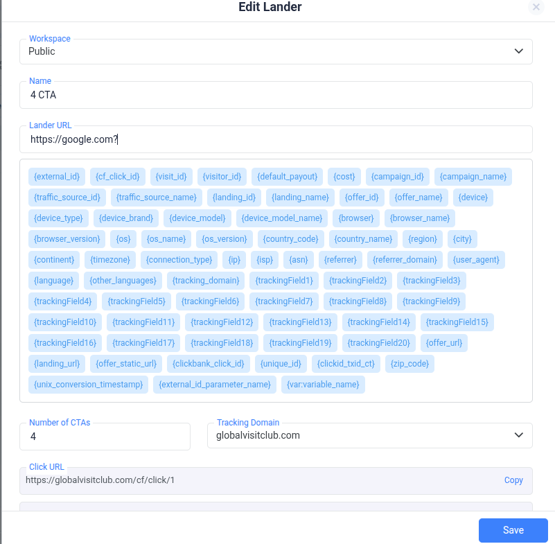 Paste the landing page URL in the provided space