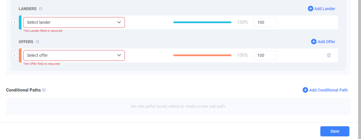 Choose your pre-lander as a lander, the offer with the second lander URL as your first offer in order, and select…