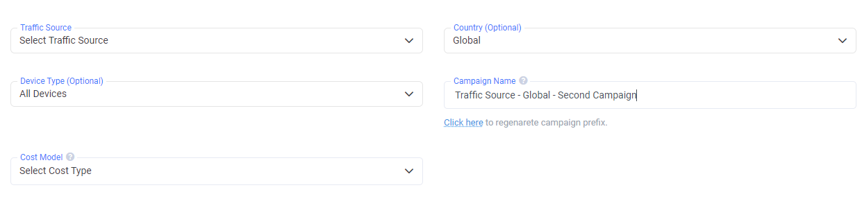 Create a second campaign, with second lander, target offer and the traffic source that you have just created