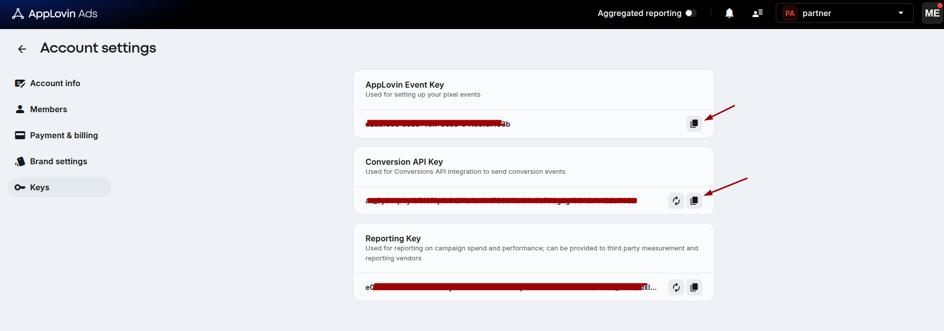 Make sure to keep these credentials accessible, as they will be required when creating the integration in ClickFlare