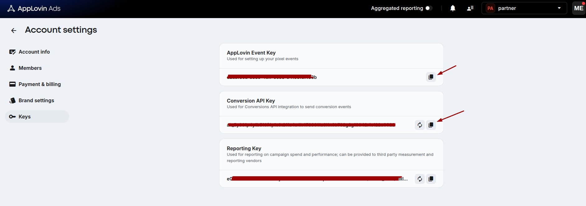 Make sure to keep these credentials accessible, as they will be required when creating the integration in ClickFlare